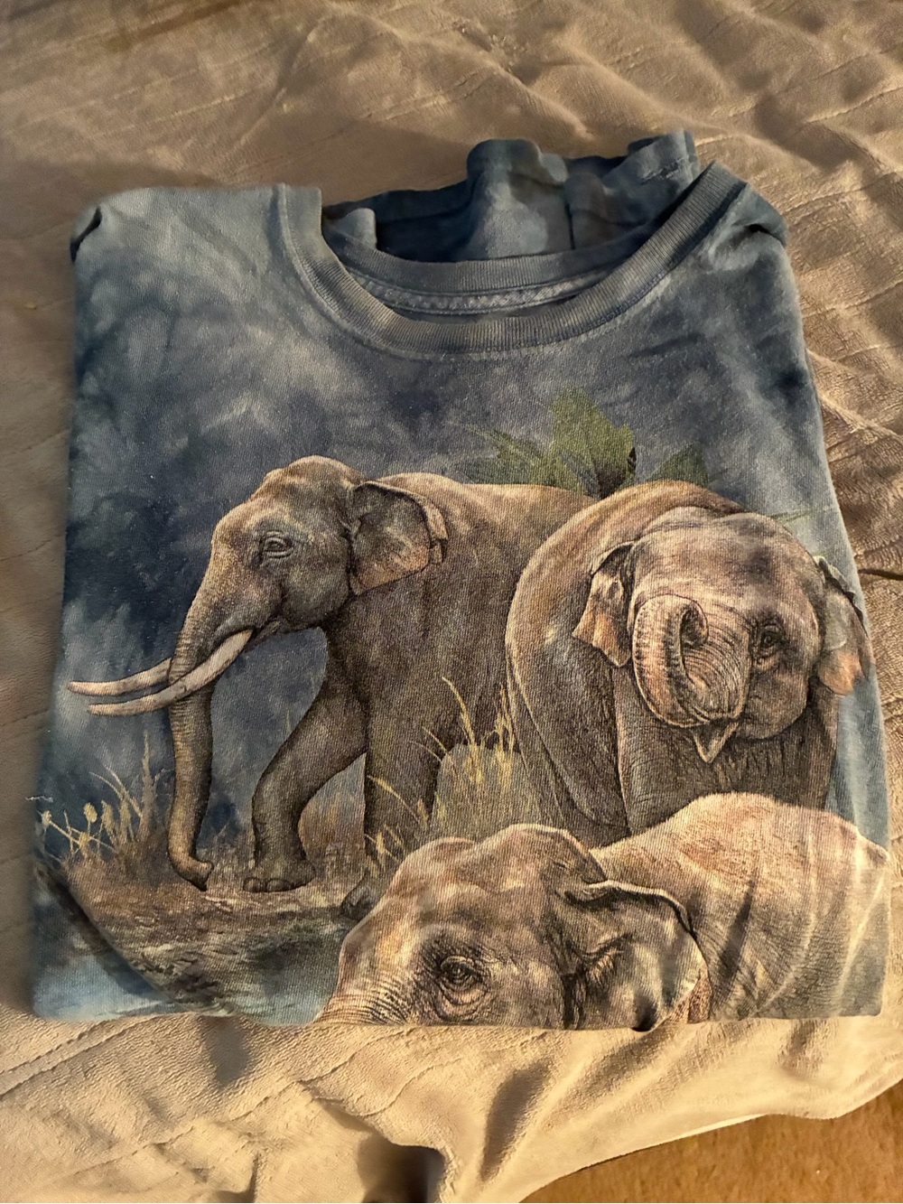 The Mountain Blue Elephant Herd Short Sleeve Tee